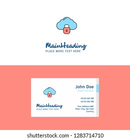 Flat Locked cloud  Logo and Visiting Card Template. Busienss Concept Logo Design