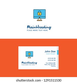 Flat Locked computer Logo and Visiting Card Template. Busienss Concept Logo Design