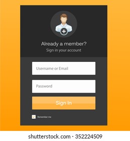 Flat Log in Template. Sign Up form