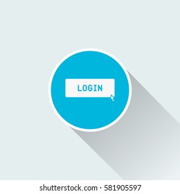 Flat Login with mouse icon for web and mobile