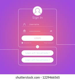 Flat Login User Interface. Sign In Web Element Template Window. Business Website Modern UI