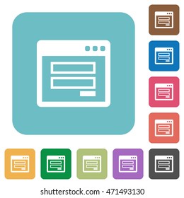 Flat login window icons on rounded square color backgrounds.