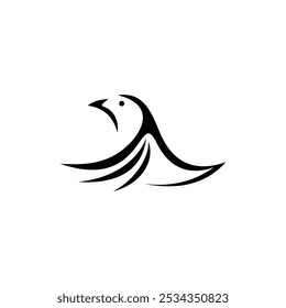 Logotipo plano de la línea del pájaro del logotipo