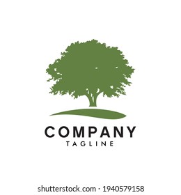 flat logo design of a big tree on the ground

