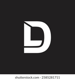 Flat logo design LD or DL  letter initial vector minimal awesome trendy professional logo design template on black background.