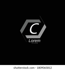 Flat Logo Design For Letter C.Creative And Modern Grey Colored Logo Design For Letter C .Alphabet C Logo Design