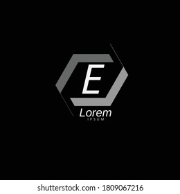 Flat Logo Design For Letter E.Creative And Modern Grey Colored Logo Design For Letter E .Alphabet E Logo Design