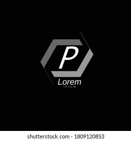 Flat Logo Design For Letter P.Creative And Modern Grey Colored Logo Design For Letter P.Alphabet P Logo Design
