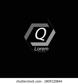 Flat Logo Design For Letter Q.Creative And Modern Grey Colored Logo Design For Letter Q.Alphabet Q Logo Design