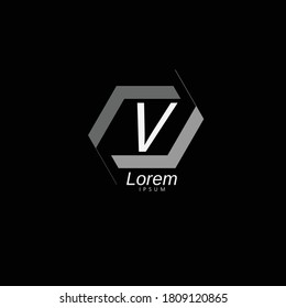 Flat Logo Design For Letter V.Creative And Modern Grey Colored Logo Design For Letter V.Alphabet V Logo Design