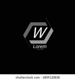 Diseño De Logotipo Plano Para Letra W.Creativa Y Moderno Diseño De Logotipos De Color Gris Para El Diseño De Logotipos De Letra W.Alphabet W