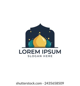 Flat Logo design Mosque Ramadan Islamic Mosques, the Muslim houses of prayer vector