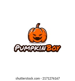 flat logo design pumpkin boy