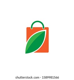 Flat logo design shopping bag for online shop