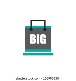 Flat logo design shopping bag with big symbol for online stores