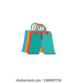 Flat logo design shopping bag with the concept of clothes and pants for online stores