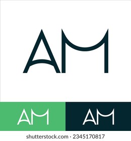 A flat logo design template featuring the letters AM, which can be used for branding and business logos.