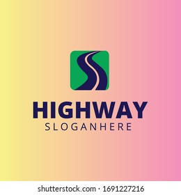 Flat Logo Design Template With Highway Road Icon