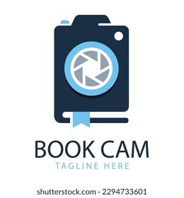 Flat logo design vector colorfull, Combination of Camera and Book, unique, simple, modern