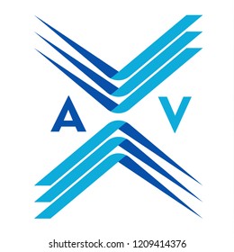 Flat logo design X letter A and V. Vector