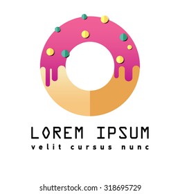 Flat logo for donut shop. Icon for confectionery, coffee shop.
Premium quality, delicious pastries. Dessert