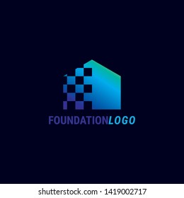 flat logo foundation with gradient color effects. icon house