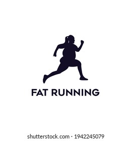 flat logo icon illustration of fat running