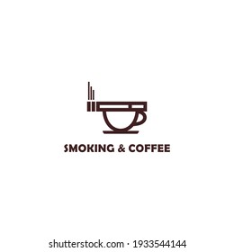 Icono de logotipo plano fumar y café