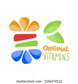 Flat logo illustration with vitamins vector design