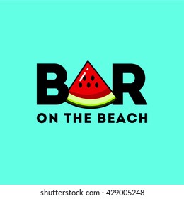 Flat logo with the image of a piece of watermelon. It can be used for beach bar, fresh juice bar, fruit shop