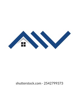 A flat logo of initial AW in house shape for Real Estate Company