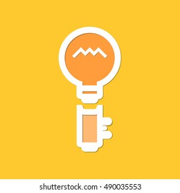 Flat logo lamp and key. Lamp and key icon Sign
