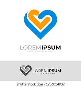 Flat logo with love design , medical logo , simple line icons