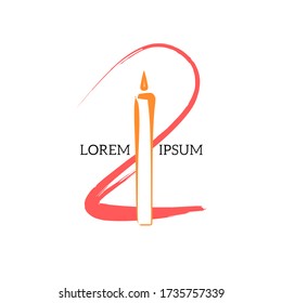 flat logo with the main object being a candle that is lit and decorated with several colors