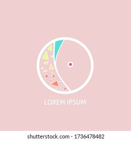 flat logo with its main object a circle in which there are several colorful triangular shapes