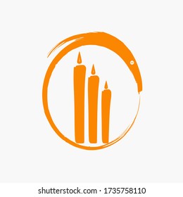 flat logo with the main object of three candles which are lit and orange