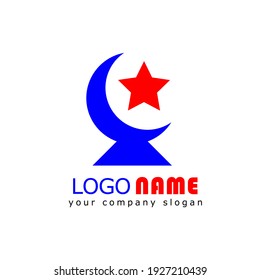 flat logo with moon and star design. with a simple and modern design. suitable for company logos, restaurants, shops, and communities.