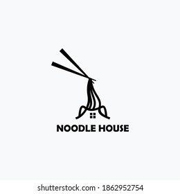 the flat logo of the noodle house is black
