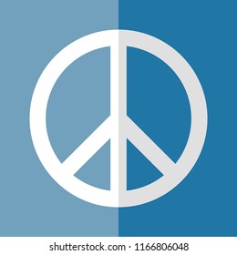 Flat Logo Peace Day White on Blue Vector Illustration