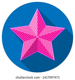 Flat logo pentagonal star. Volume beams.