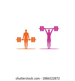 flat logo people lifting large barbells