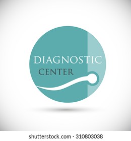 Flat logo. Sperm swimming in round. Concept of restore the reproductive functions of the body. Isolated vector on white background. Reproduction center or clinic logo.