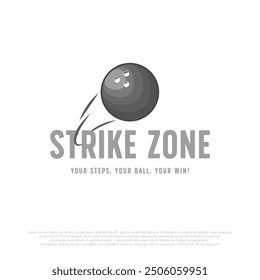 flat logo template design for bowling ball strike. bowling game strike zone vector illustration