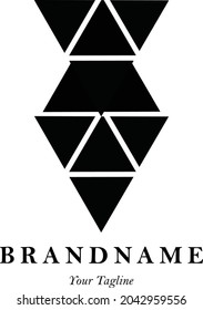 Flat Logo Triangles black and white elegant Vector