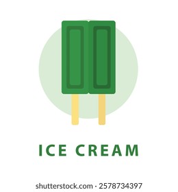 flat logo of twin popsicles. twin ice cream logo with a simple green and minimalist design. suitable for a company logo