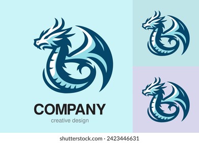 flat logo of Vector dragon design