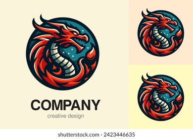 flat logo of Vector dragon design