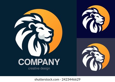 Flat Logo of Vector Lion Design