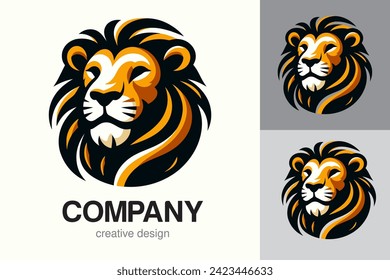 Flat Logo of Vector Lion Design