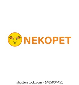 Flat Logo Yellow Cat Design